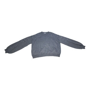 Blooming Jelly Chunky Sweater Crewneck Lantern Sleeve Oversized Pullover w/Pearl